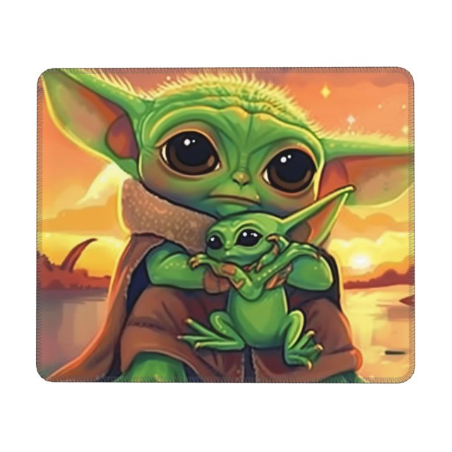 holding frog against dreamy sunset background Customized Pad Non slip