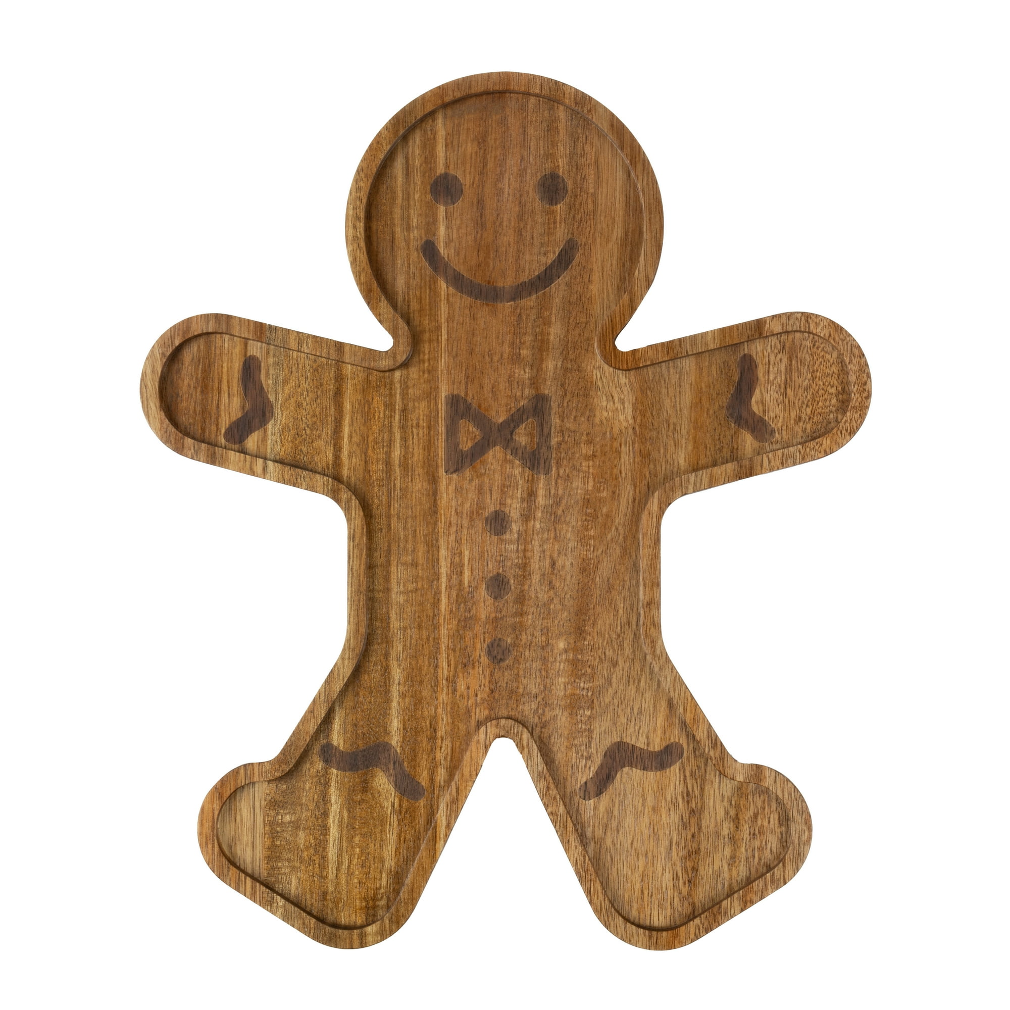Holiday Time Acacia Wood Gingerbread Man Board
