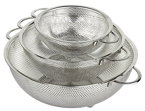 Holm 3-Piece Stainless Steel Mesh Colander Set with Metal Handles