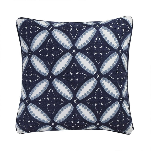 homThreads - Valentina - Decorative Pillow (18 x 18in.) - Medallions - Navy, Blue, White