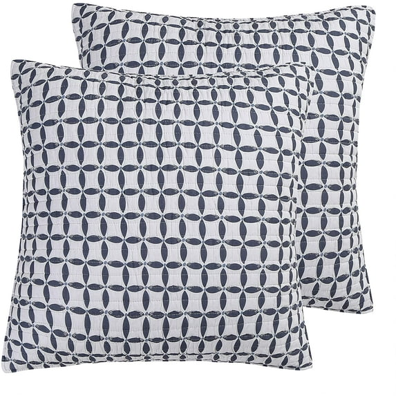 homThreads - Valentina - Quilted Euro Shams Set of Two (26 x 26 in.) - Square Trellis - Microfiber
