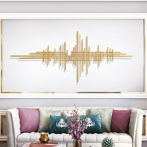 homary Metal Wall Art – 47.2" x 19.7" Modern Geometric Gold Wall Sculpture, Handmade Iron Wall Hanging Accent for Living Room, Dining Room, or Hallway