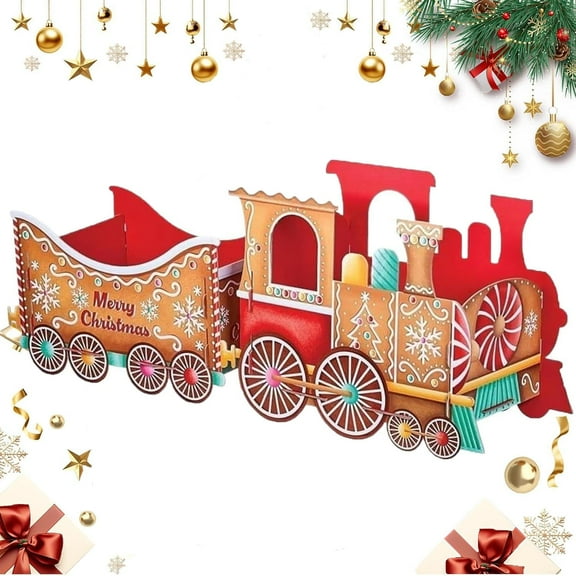 homchy Gift Train for Presents, 2026 New Christmas Train Gift Box, Cardboard Santa Express Trains for Hold Presents Candy Gift Box Holder for Family Christmas Decorations (Style B-large)