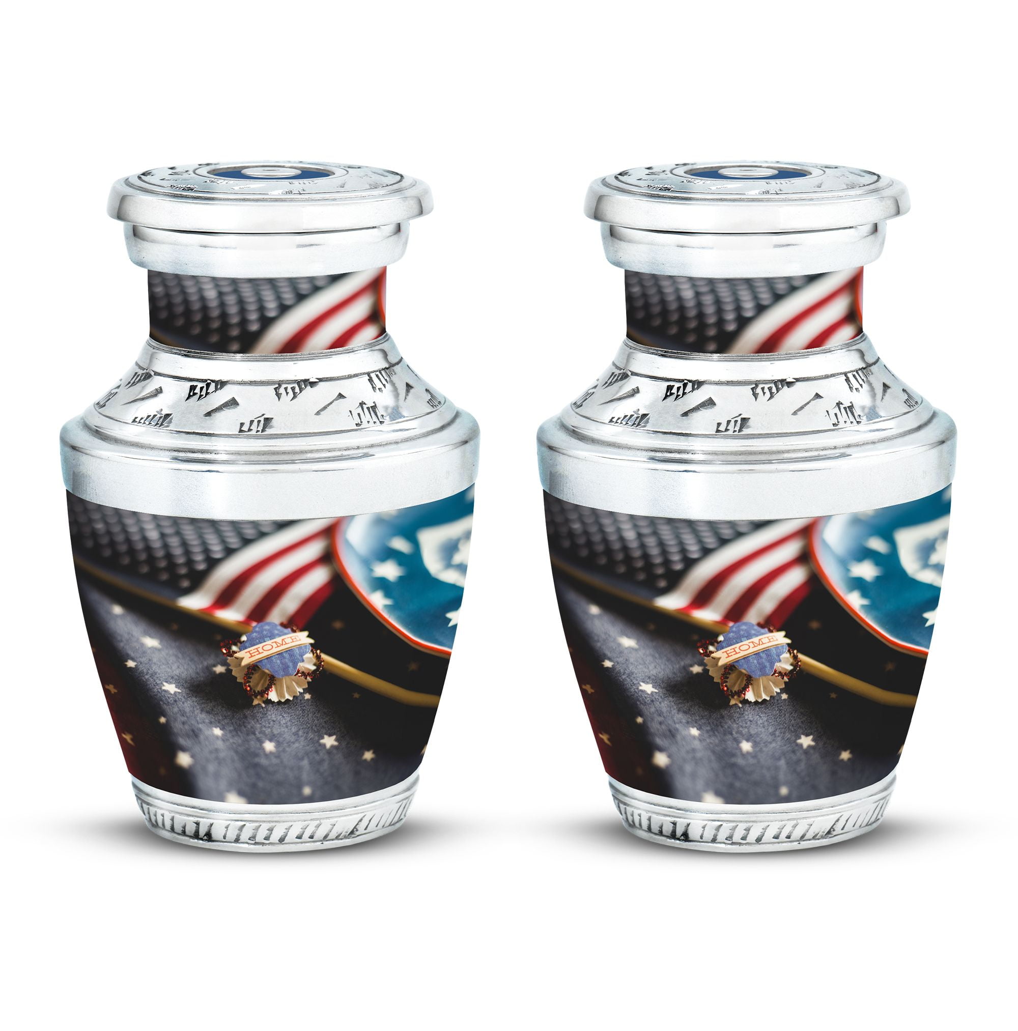 home decor with blurry american flag Sleek Mini Urn for Cherishing