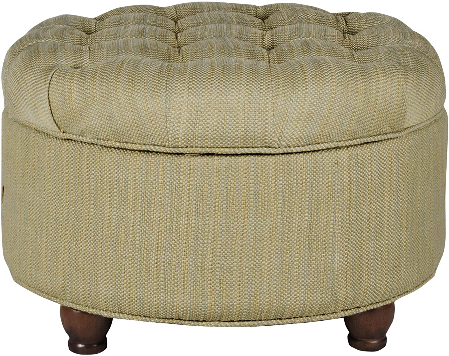 View of **home decor |n8264-f1077 | button tufted woven round storage ottoman ...