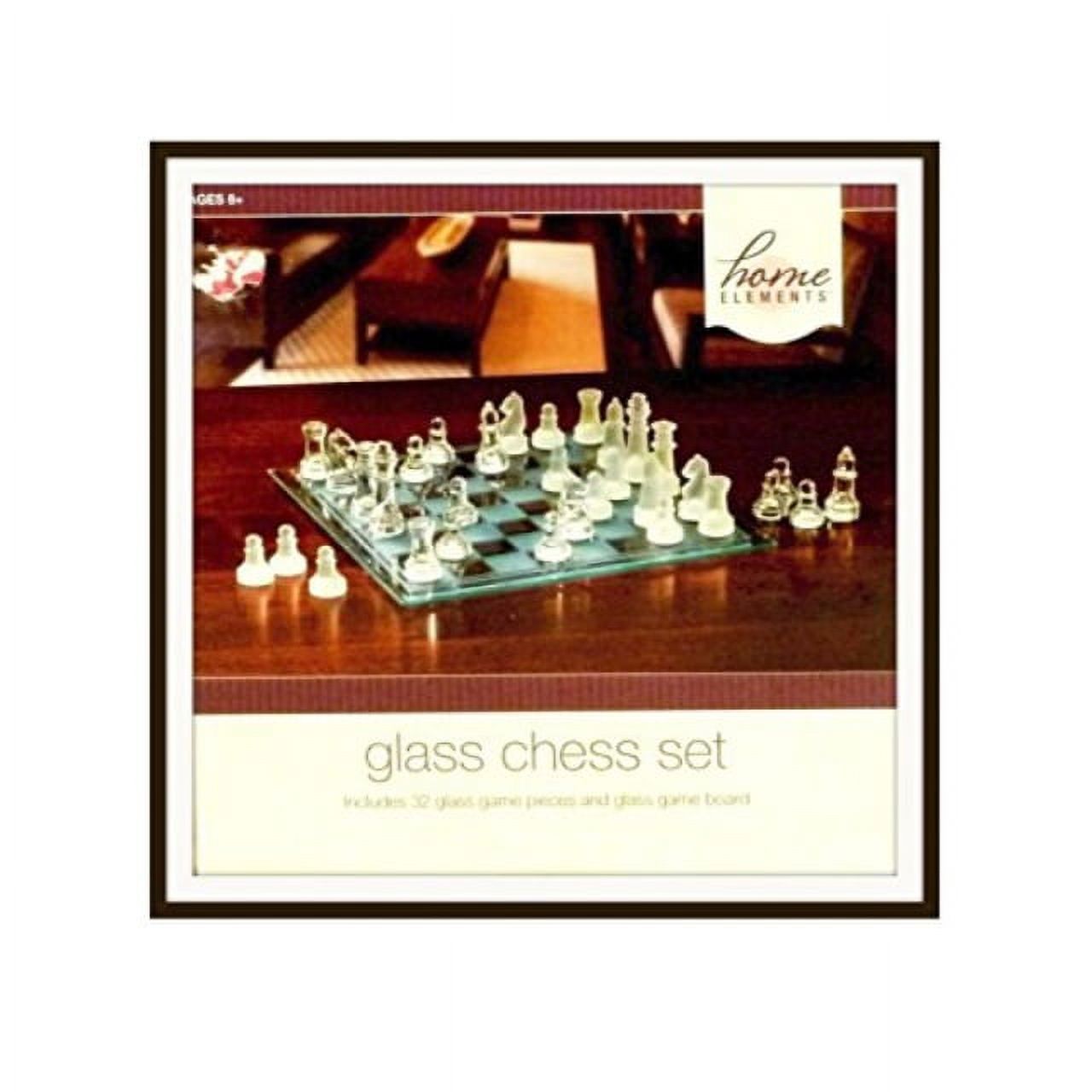 home elements glass chess set clear and frosted pieces