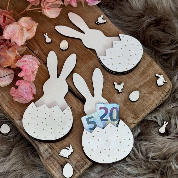 home party easter Large Easter Wooden Bunny Cutouts Unfinished Wood Slices Easter Bunny Ornament For Easter Spring DIY Painting Crafts Home Decor 1pc