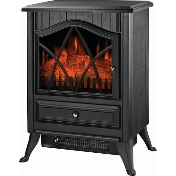 PowerZone ND-18D2S Electric Fireplace Heater, 120 V, Adjustable Thermostat Control, Black