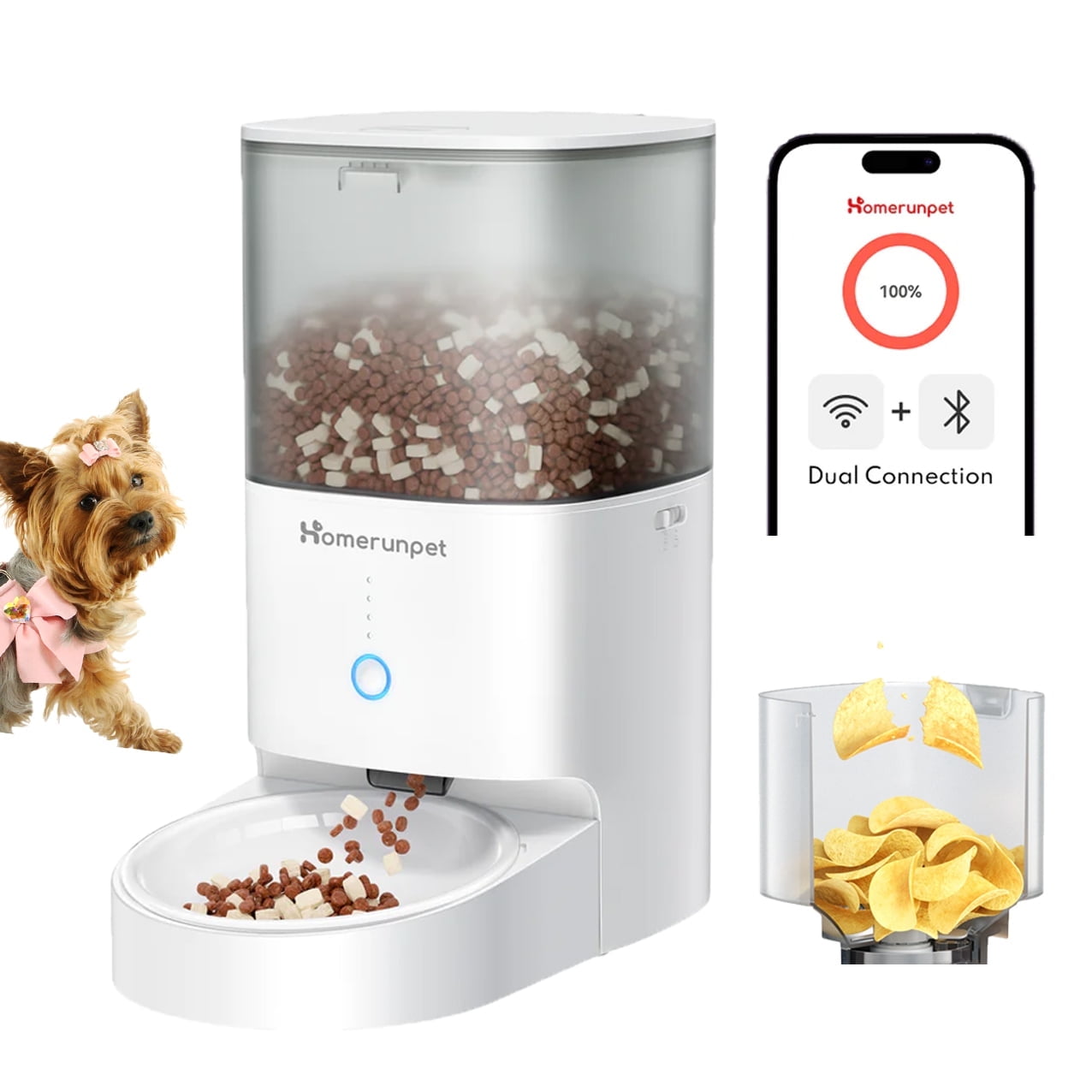 homerun Pet Automatic Smart Feeder, Timed Dosing, Anti Grain