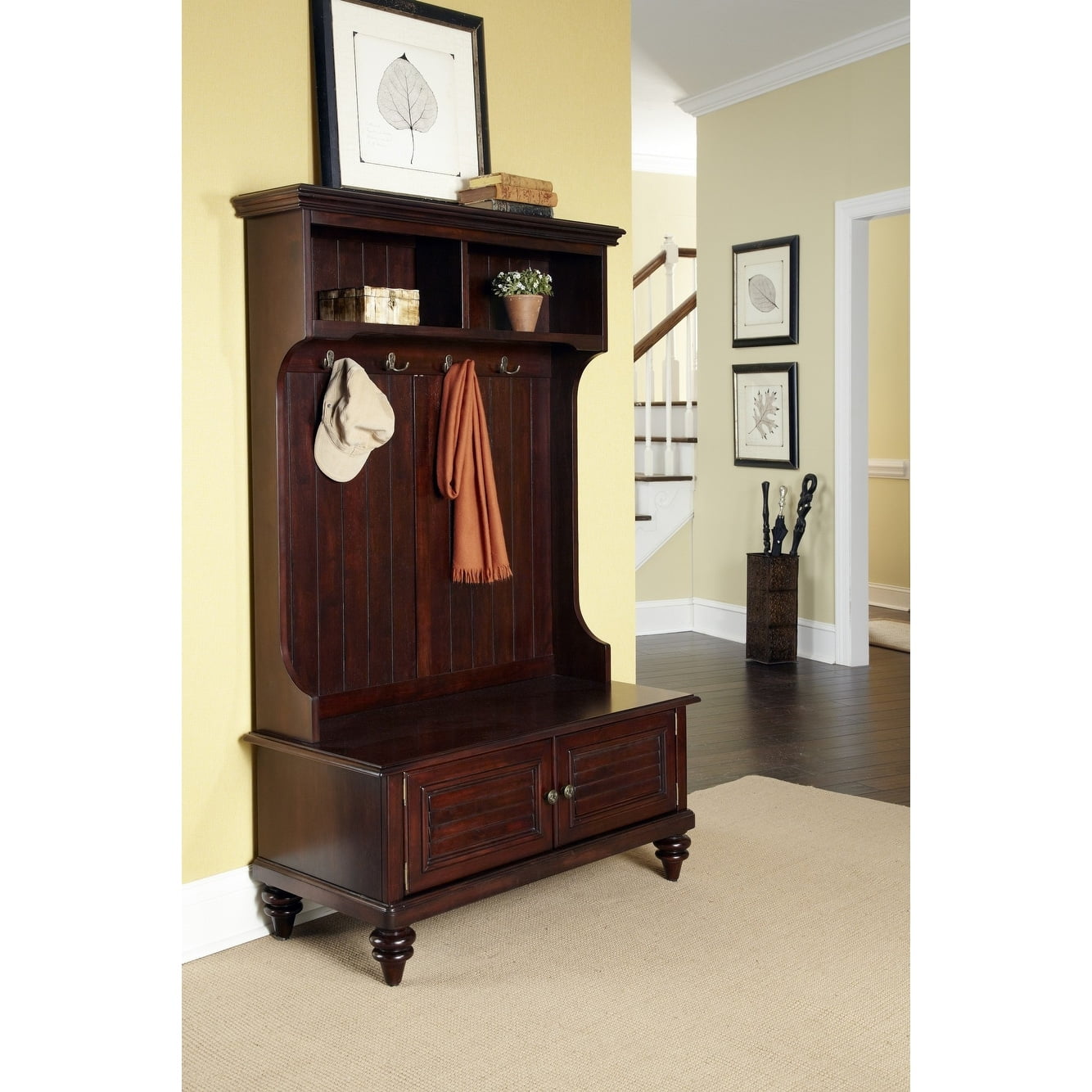 Bermuda Dark Espresso Poplar Hall Tree with Storage Bench