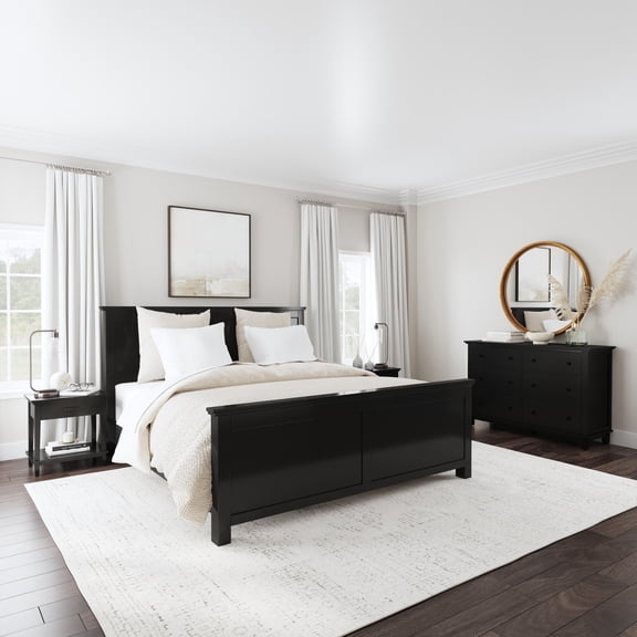 homestyles Oak Park 4-Piece Black Wood  King Bed, Two Nightstands and Dresser Set by