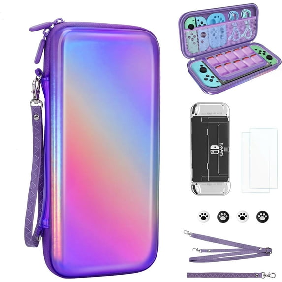homicozy Nintendo Switch oled Hard Carrying Case,Mirror Purple Portable Travel Case, Christmas Birthday Gift for Kids (Mirror Purple)
