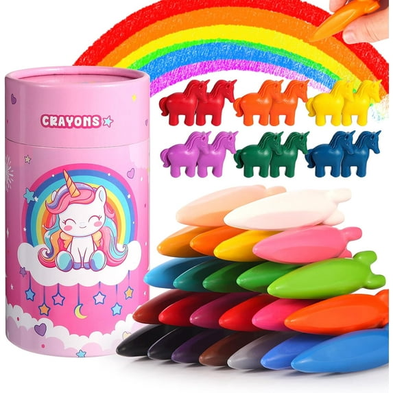 homicozy Rocket and Unicorn Crayons,36PCS Non Toxic Washable Toddler Crayons for Kids and Toddlers,Art Supplies Drawing Coloring Crayon Set,Gift for Girls and Boys,Back to School