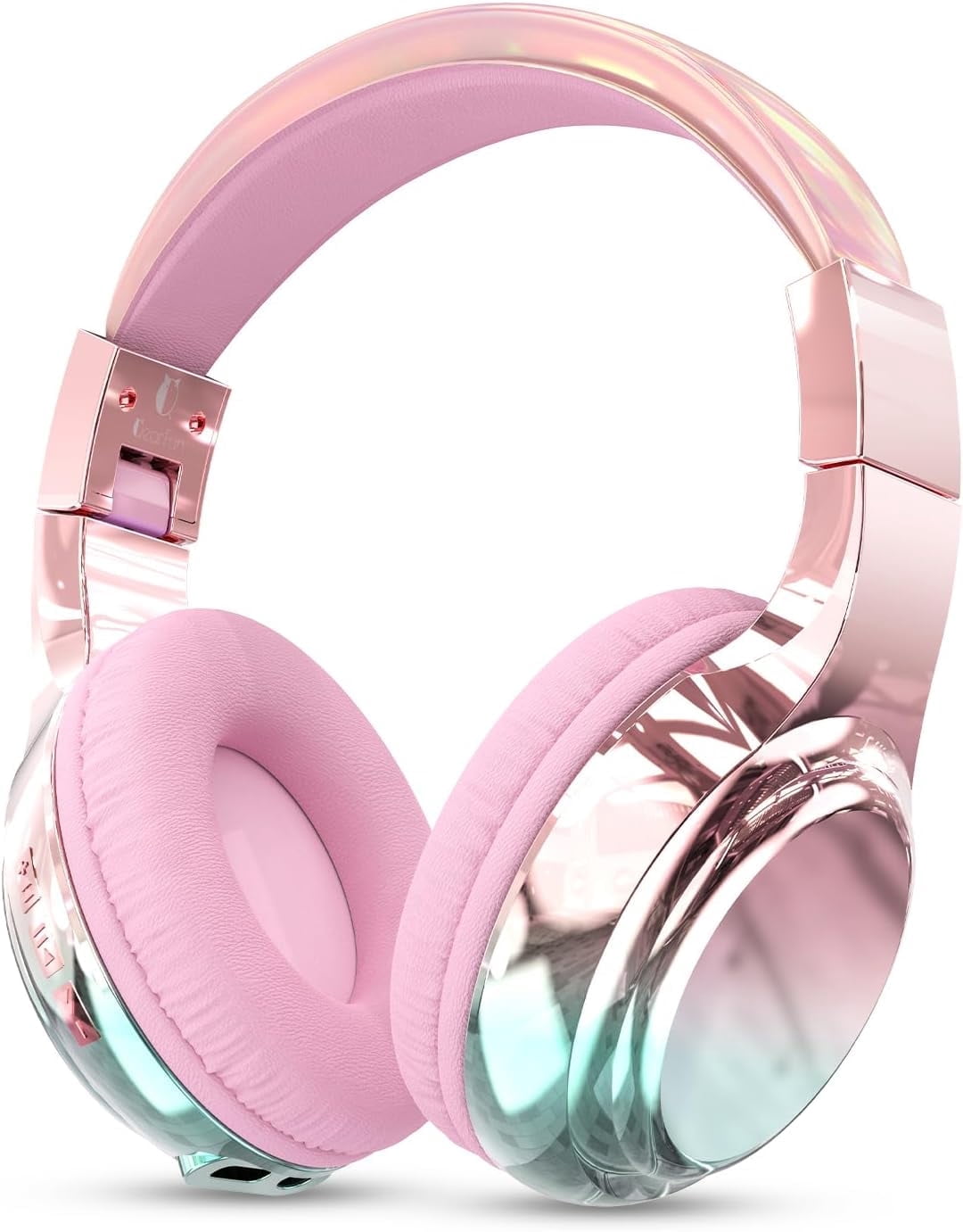 QearFun Bluetooth Headphones for Kids, Wireless Headphones with Built-in Mic, Includes Aux Cord, USB C, 3.5mm Jack, Bluetooth 5.3, On Ear Kids Headphones for School/Travel/Tablet(Pink)