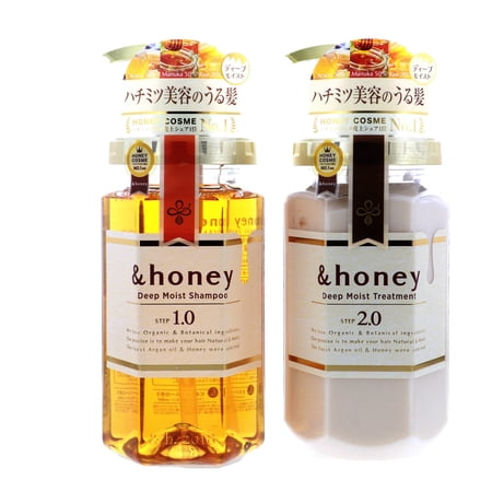&honey Deep Moist Shampoo & Conditioner Set, Honey Infused Moisturizing Hair Care, 2-Piece Set