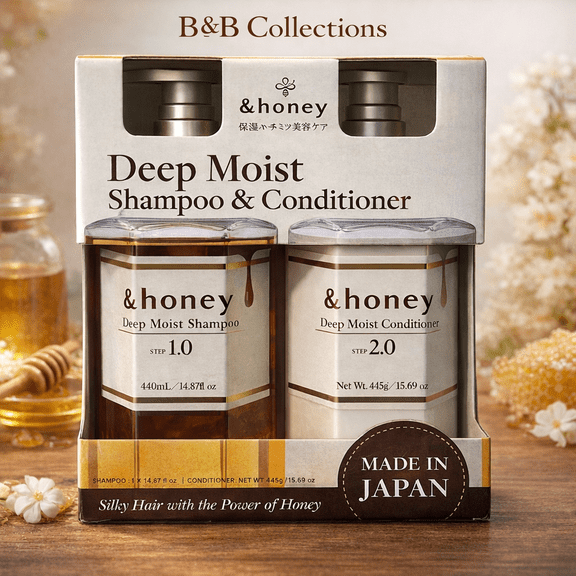 &honey Deep Moist Shampoo & Conditioner Set, Honey Infused Moisturizing Hair Care, 2-Piece Set