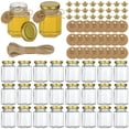 thumbnail image 1 of 24 Sets Glass Honey Jar, Hexagonal Jars with Golden Lids Wooden Dippers Bee Pendants Thank You Tags Jute Twine, 3.4 oz Small Honey Bottles Shower Wedding Party Favors, 1 of 6