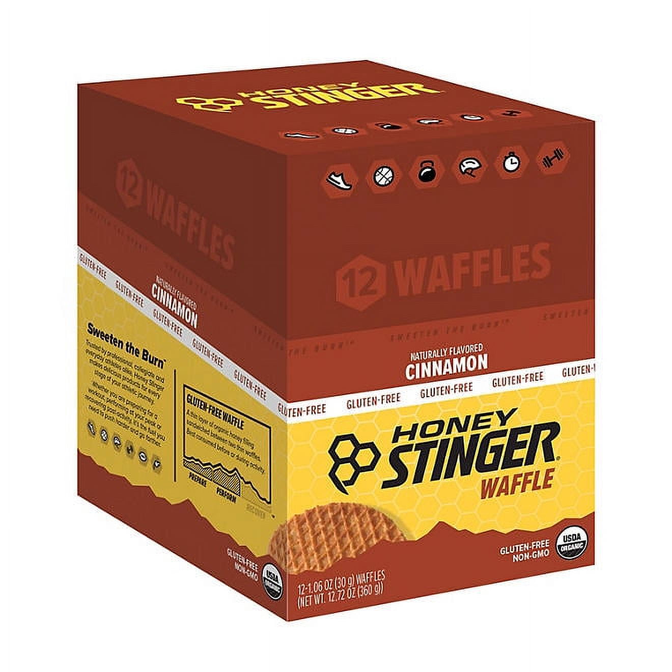 honey stinger gluten free cinnamon waffle box 12 ct