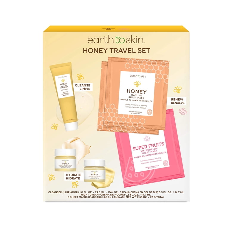 Honey Travel Set, 6-Piece Skincare Kit, Manuka Cleanser, Honey