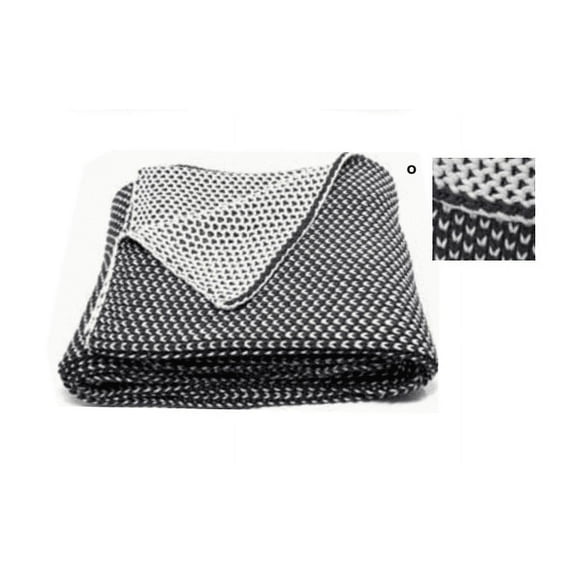 honeycomb pattern knit throw, natural and charcoal mix, 50 x 60".
