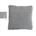 thumbnail image 1 of honeycomb  patterned knitted  natural and charcoal pillow, 18"sq,  polyester fill, 1 of 2