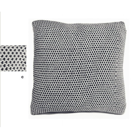 honeycomb  patterned knitted  natural and charcoal pillow, 18"sq,  polyester fill