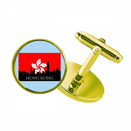hong kong architectural landscape outline studded business metal cufflinks en