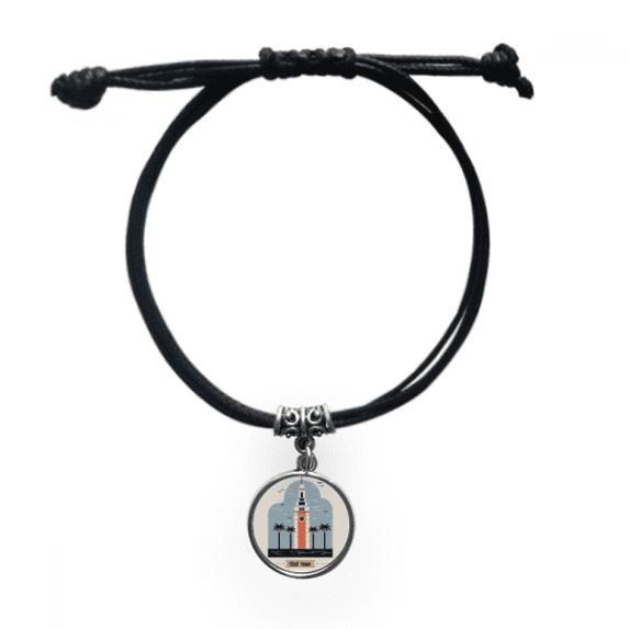 hong kong clock tower bracelet leather wristband black jewelry