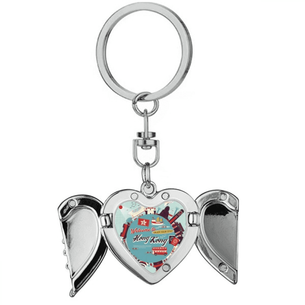 Wing Hong Key Chain hong kong famous places heart angel wing key chain holder - Walmart.com
