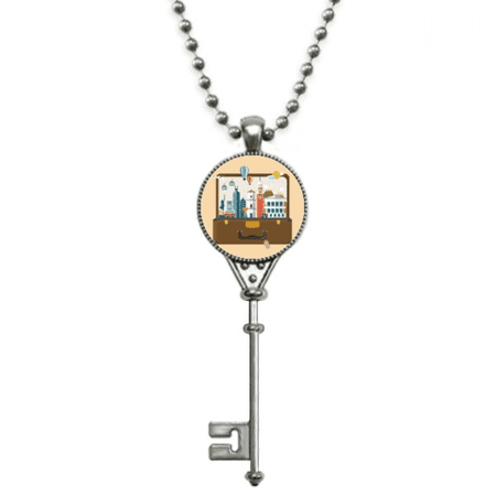 hong kong famous plart deco fashion pendant vintage necklsilver key jewelry