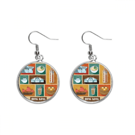 hong kong local food and plear dangle silver drop ear jewelry woman