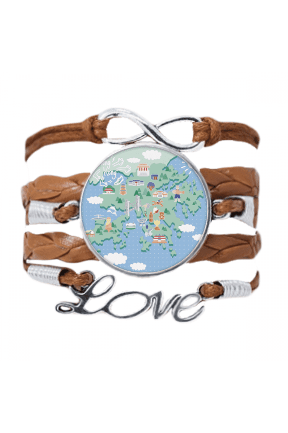 hong kong map famous locations china bracelet love chain ornament wristband