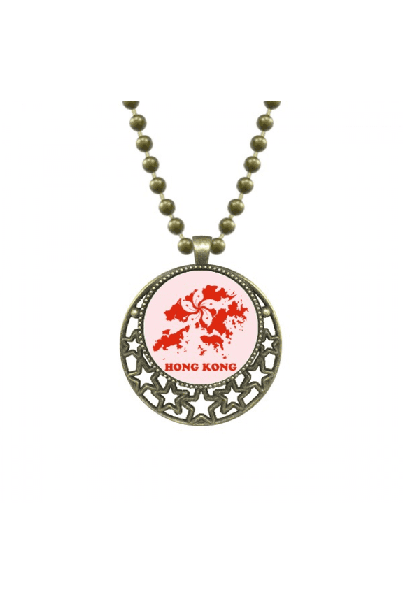hong kong map outline location pendant star necklmoon chain jewelry