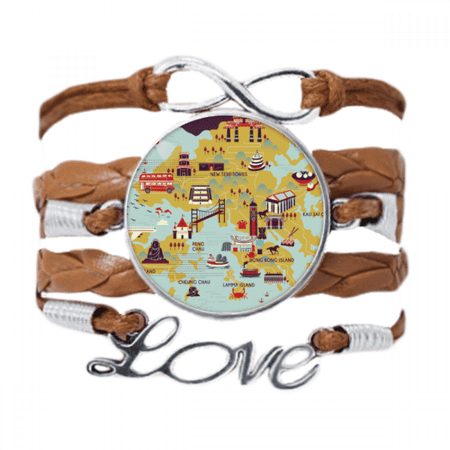 hong kong map sightseeing china bracelet love chain ornament wristband