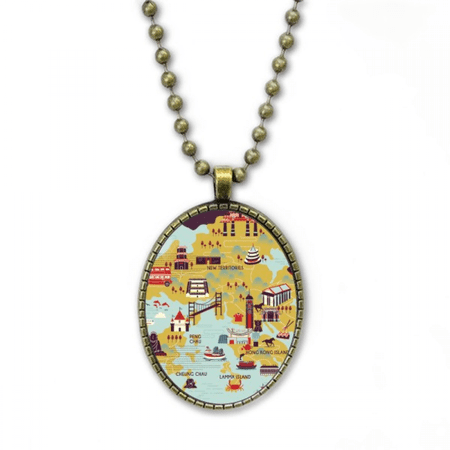 hong kong map sightseeing china necklace vintage chain bead pendant jewelry collection