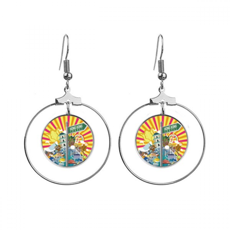 hong kong sightseeing plchina earrings dangle hoop jewelry drop circle