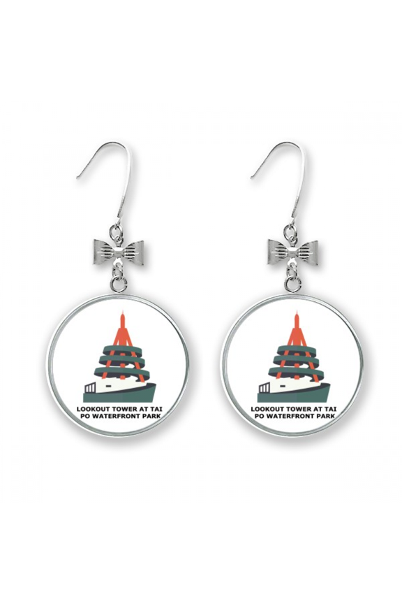 hong kong tai po waterfront park bow earrings drop stud pierced hook