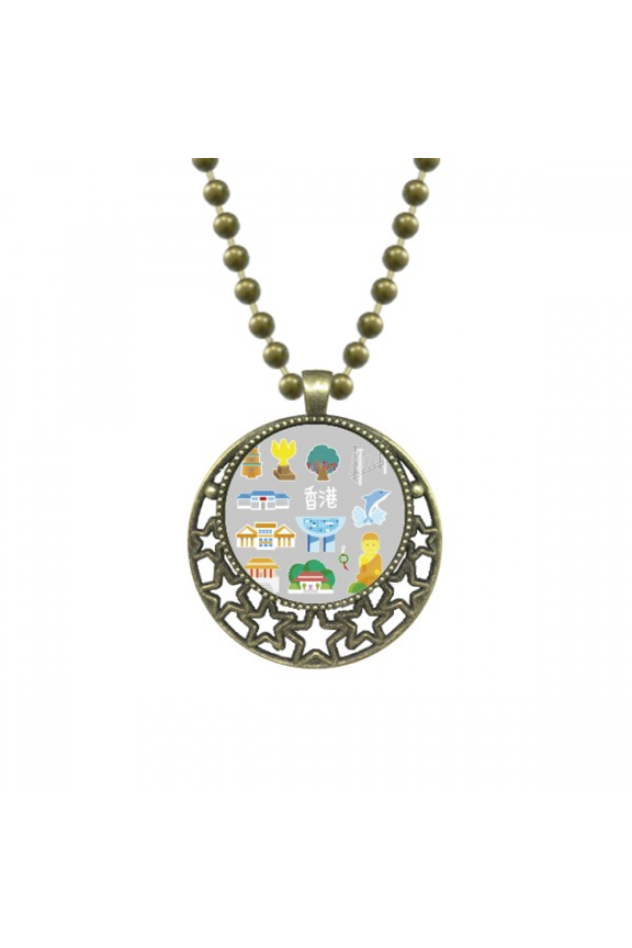 hong kong tourist attraction china pendant star necklmoon chain jewelry