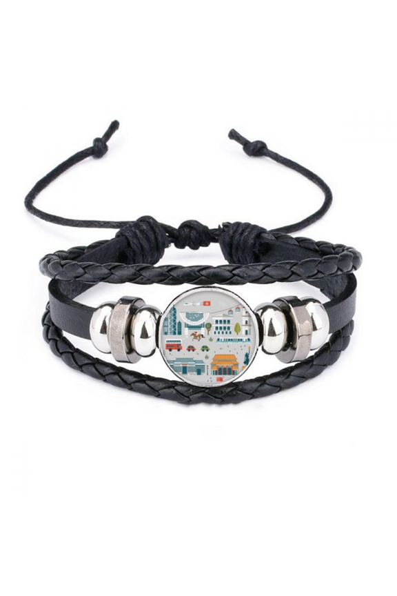 hong kong valuable visiting things bracelet braided leather woven wristband