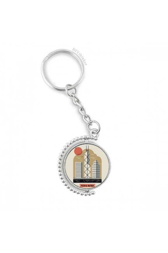 hong kong victoria harbour rotatable keyholder disc accessories chain clip