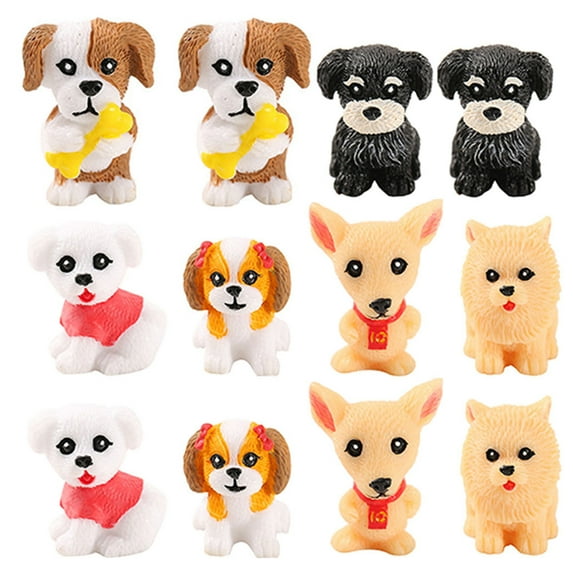 12Pcs Microlandscape Puppy Ornaments Office Desktop Decor Resin Carving Puppy Sculpture