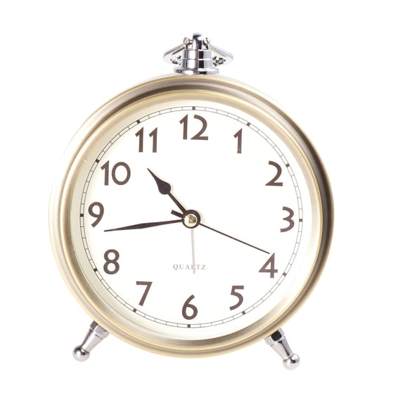 hongheyi Metal Alarm Clock Roman Numerals Table Bedside Silent Alarm Clock Sweep Seconds Alarm Clock