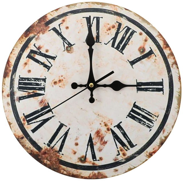 hongheyi Retro Wall Clock Vintage Round Decorative Wall Clock Silent