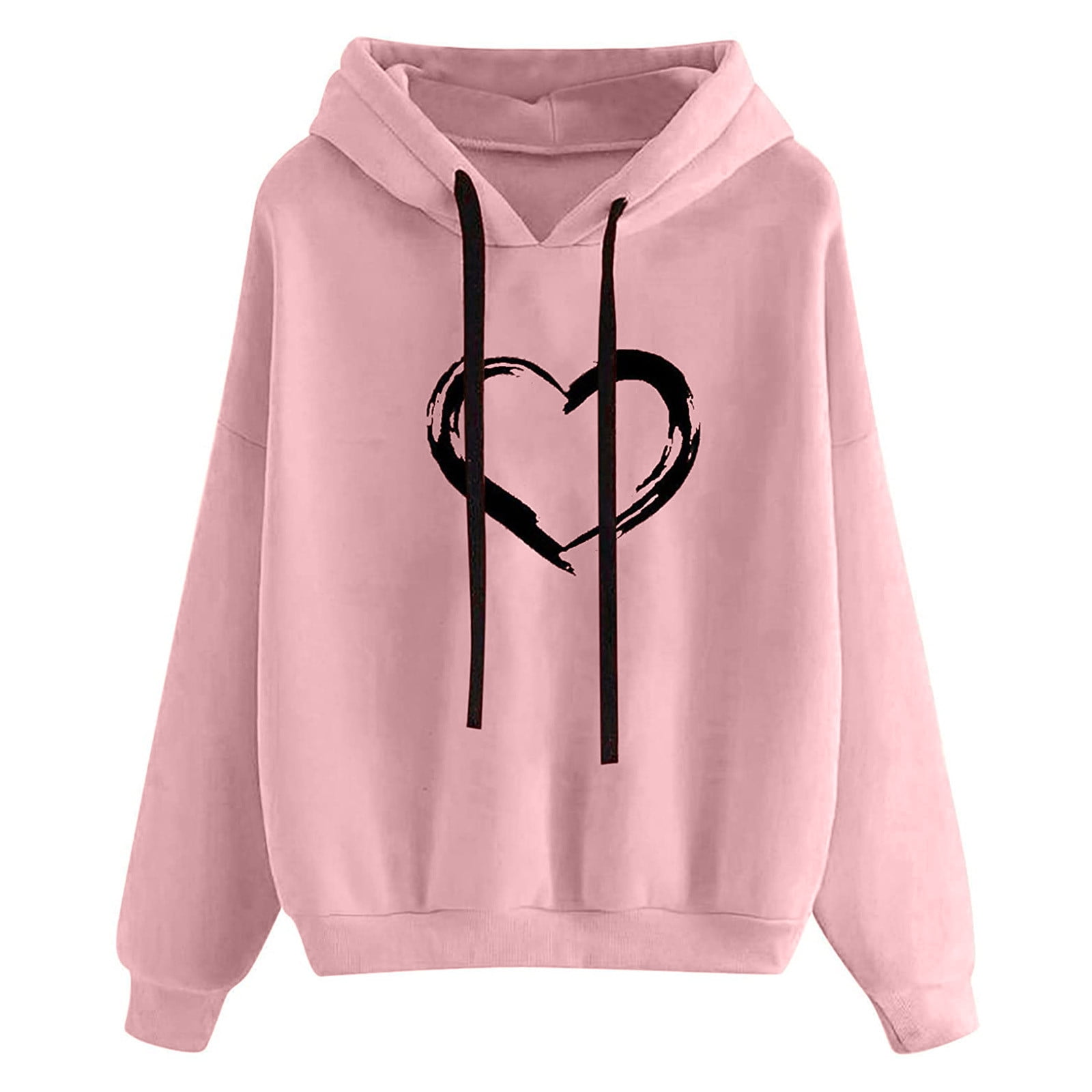 hoodies for women heart printing comfy hoodies bright color long