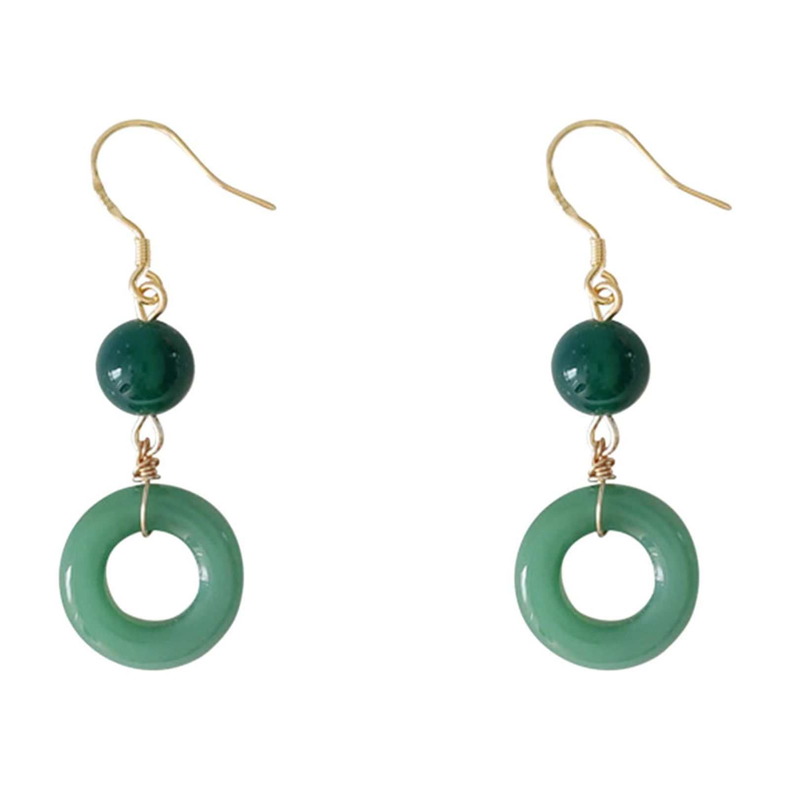 hoop earrings for women 925 Sterling Silver Earrings Green Jade Dangle ...