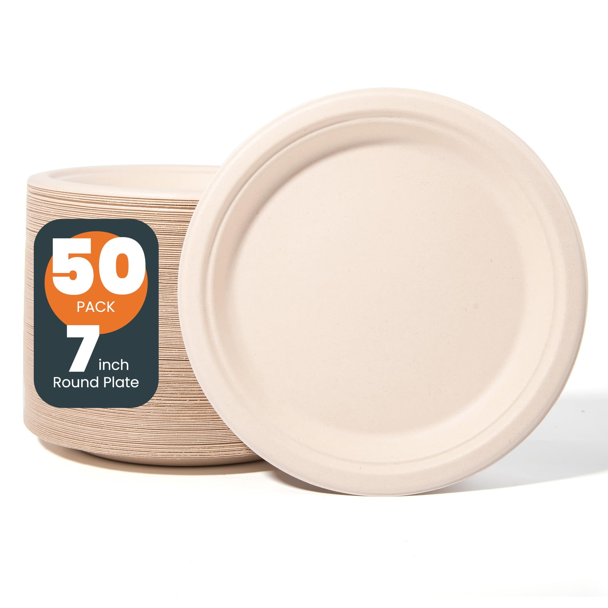 hooray mida 100 Compostable DHF10 Paper Plates, Disposable Dinner