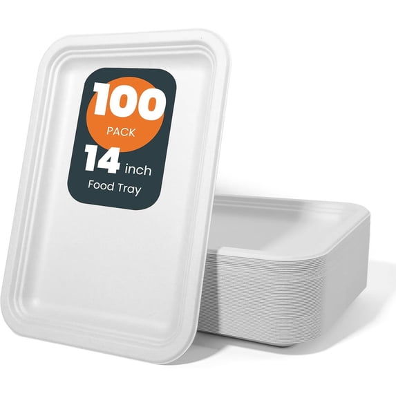 Free Fall Paper hooray mida 100 Pack 14 Inch Disposable Compostable Food Trays, Heavy ...