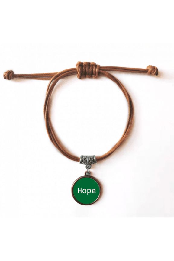 hope word inspirational quote sayings bracelet leather hide wristband brown jewelry