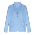 thumbnail image 1 of hopeusince Men's Blazer Washed Cotton Linen Suit Jacket Slim Fit One Button Pockets Business Coats Sky Blue M, 1 of 2