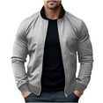 thumbnail image 1 of hopeusince Men's Bomber Jacket Spring Fall Baseball Collar Slim Fit Zipper Closure Plain Coats Gray XXL, 1 of 6